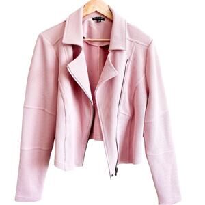 Torrid Dusty Pink Textured Knit Moto Jacket, Asymmetrical Zip, Plus Size 14/16